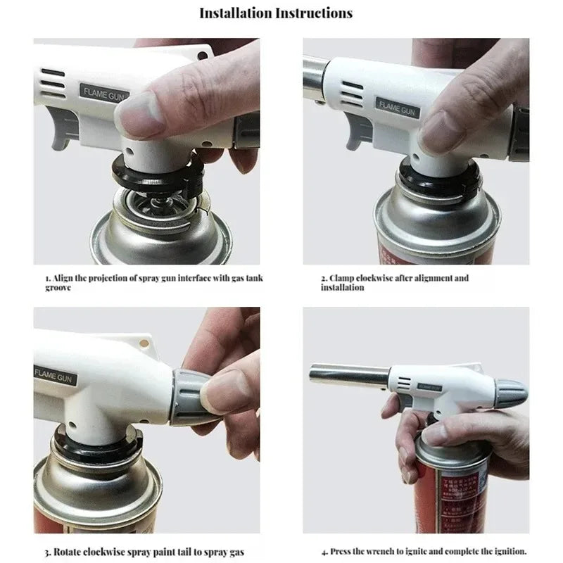 Auto-Ignition Butane Torch — Portable Flame Gun for BBQ, Camping & Welding