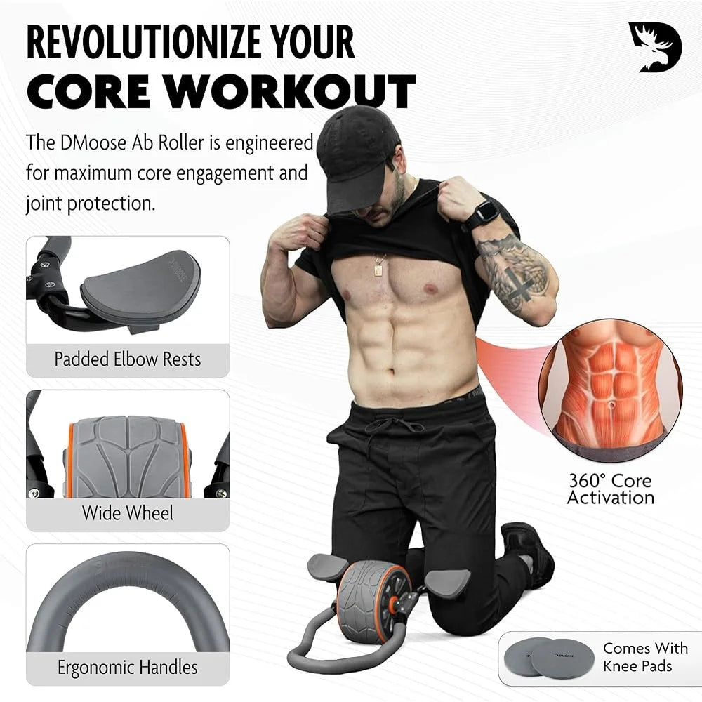Pro Ab Roller Wheel Kit – Core Trainer with Elbow Support & Knee Pads