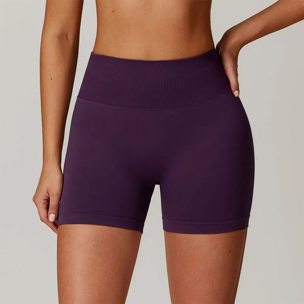 Women’s Ribbed High Waist Push-Up Yoga Shorts