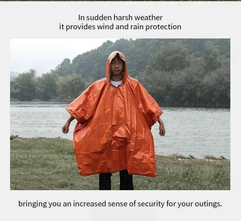 2-in-1 Emergency Rain Poncho & Survival Blanket