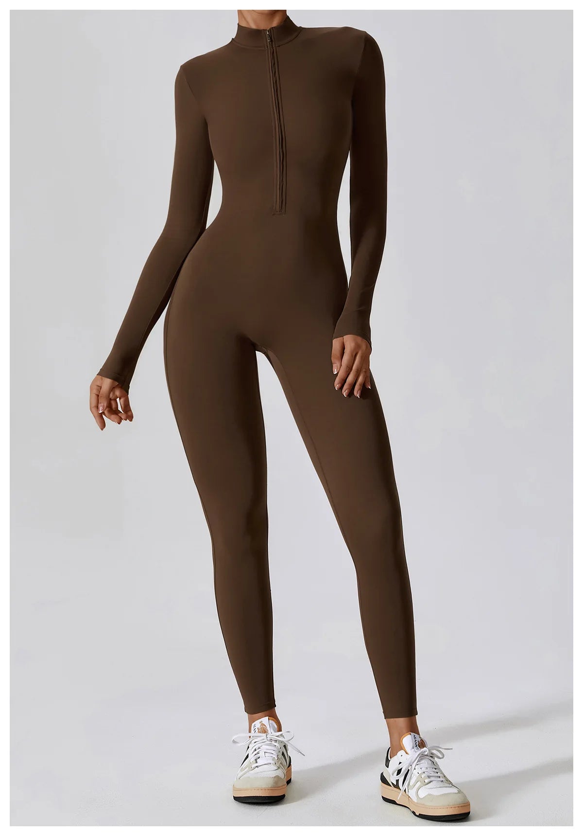 Women's Zipper Athletic Jumpsuit – Breathable Gym & Yoga Tracksuit