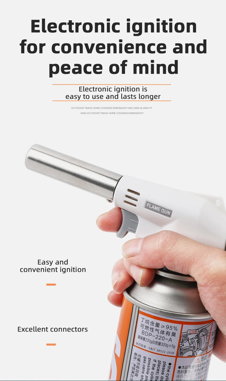 Auto-Ignition Butane Torch — Portable Flame Gun for BBQ, Camping & Welding