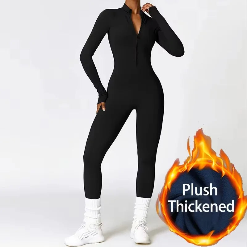 Women's Zipper Athletic Jumpsuit – Breathable Gym & Yoga Tracksuit