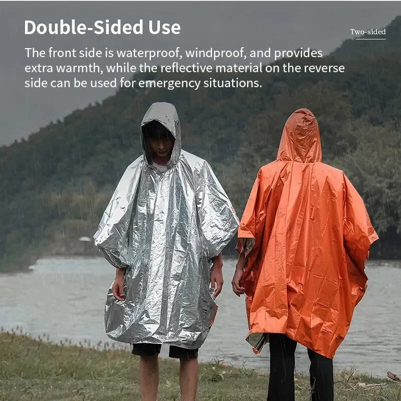 2-in-1 Emergency Rain Poncho & Survival Blanket