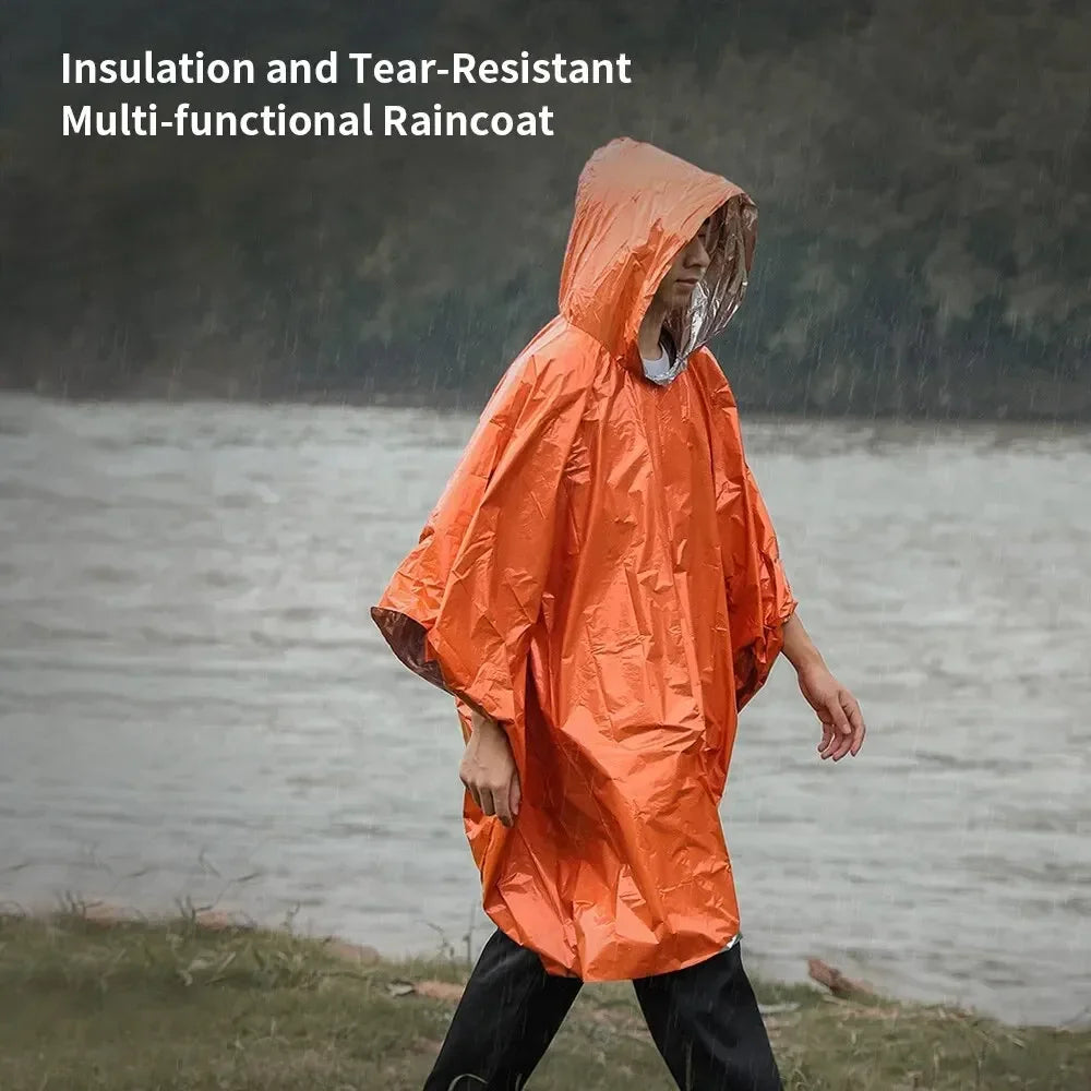 2-in-1 Emergency Rain Poncho & Survival Blanket