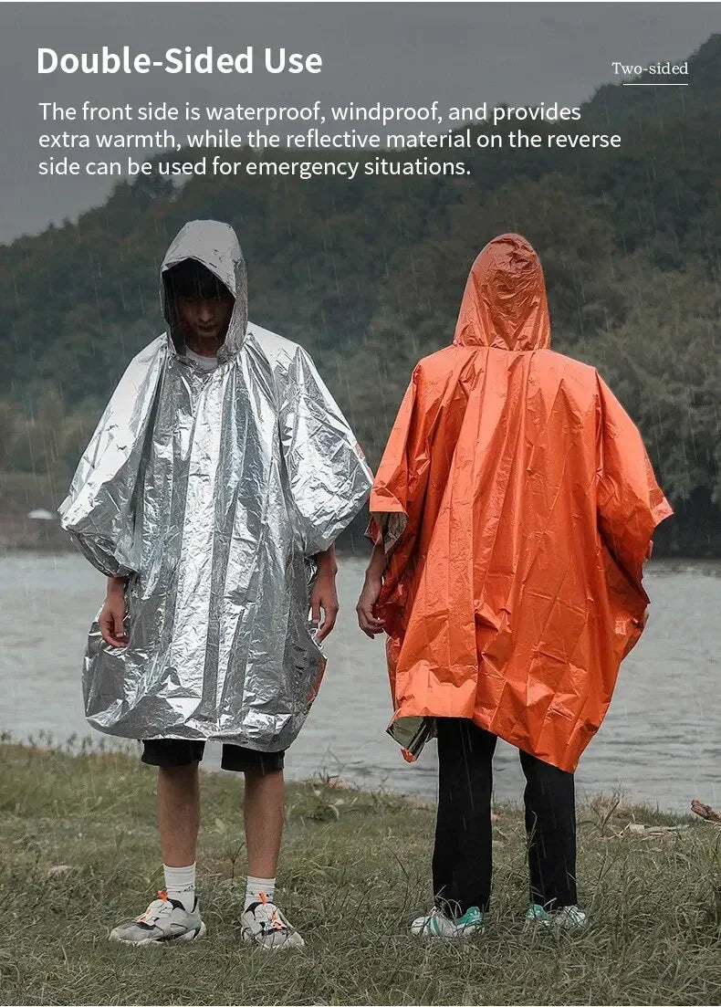 2-in-1 Emergency Rain Poncho & Survival Blanket