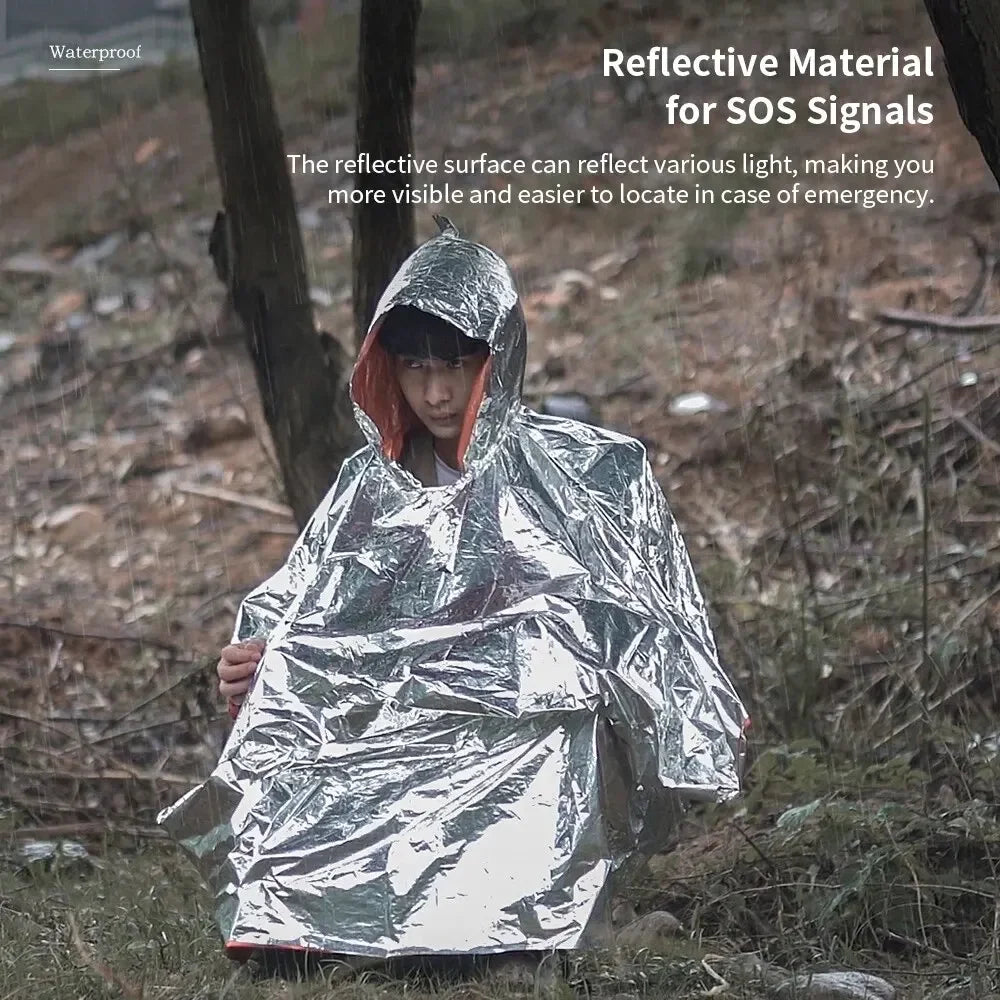 2-in-1 Emergency Rain Poncho & Survival Blanket