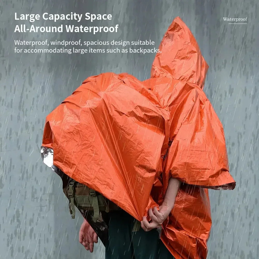 2-in-1 Emergency Rain Poncho & Survival Blanket