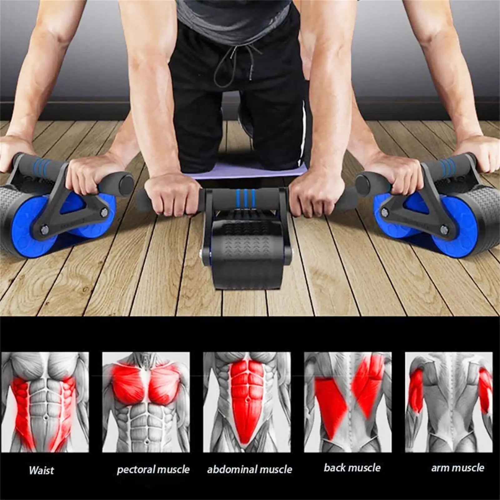 Ab Wheel Roller with Springback – Silent Core & Push-Up Trainer