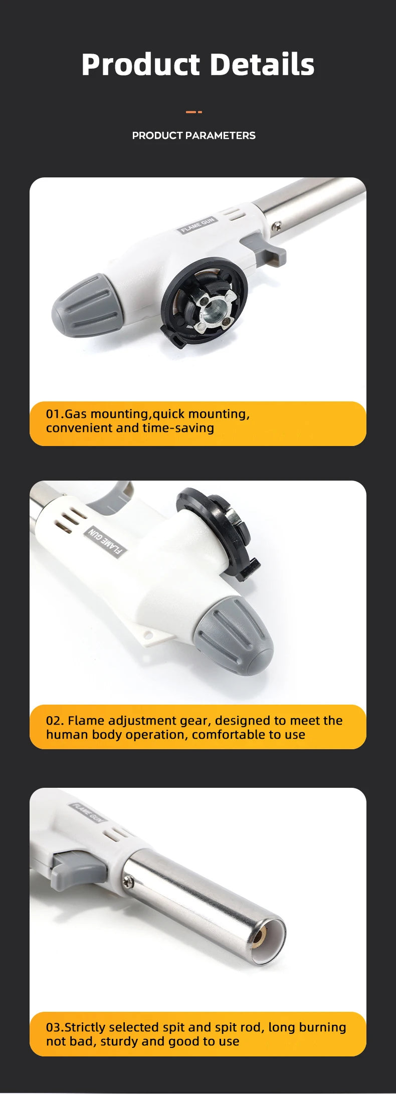 Auto-Ignition Butane Torch — Portable Flame Gun for BBQ, Camping & Welding