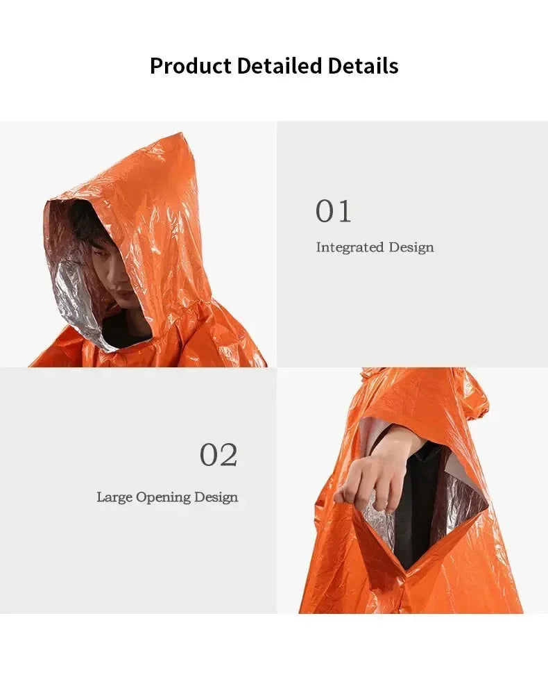 2-in-1 Emergency Rain Poncho & Survival Blanket