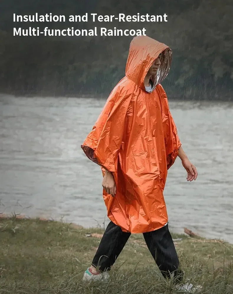 2-in-1 Emergency Rain Poncho & Survival Blanket