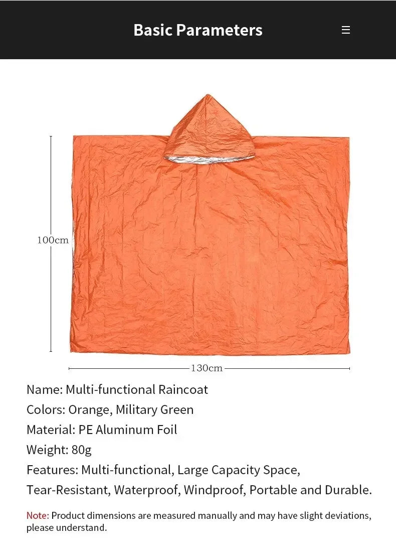 2-in-1 Emergency Rain Poncho & Survival Blanket