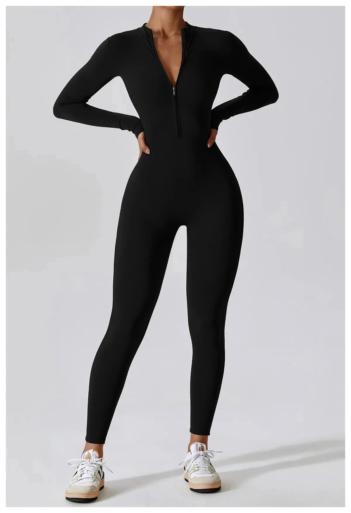Women's Zipper Athletic Jumpsuit – Breathable Gym & Yoga Tracksuit