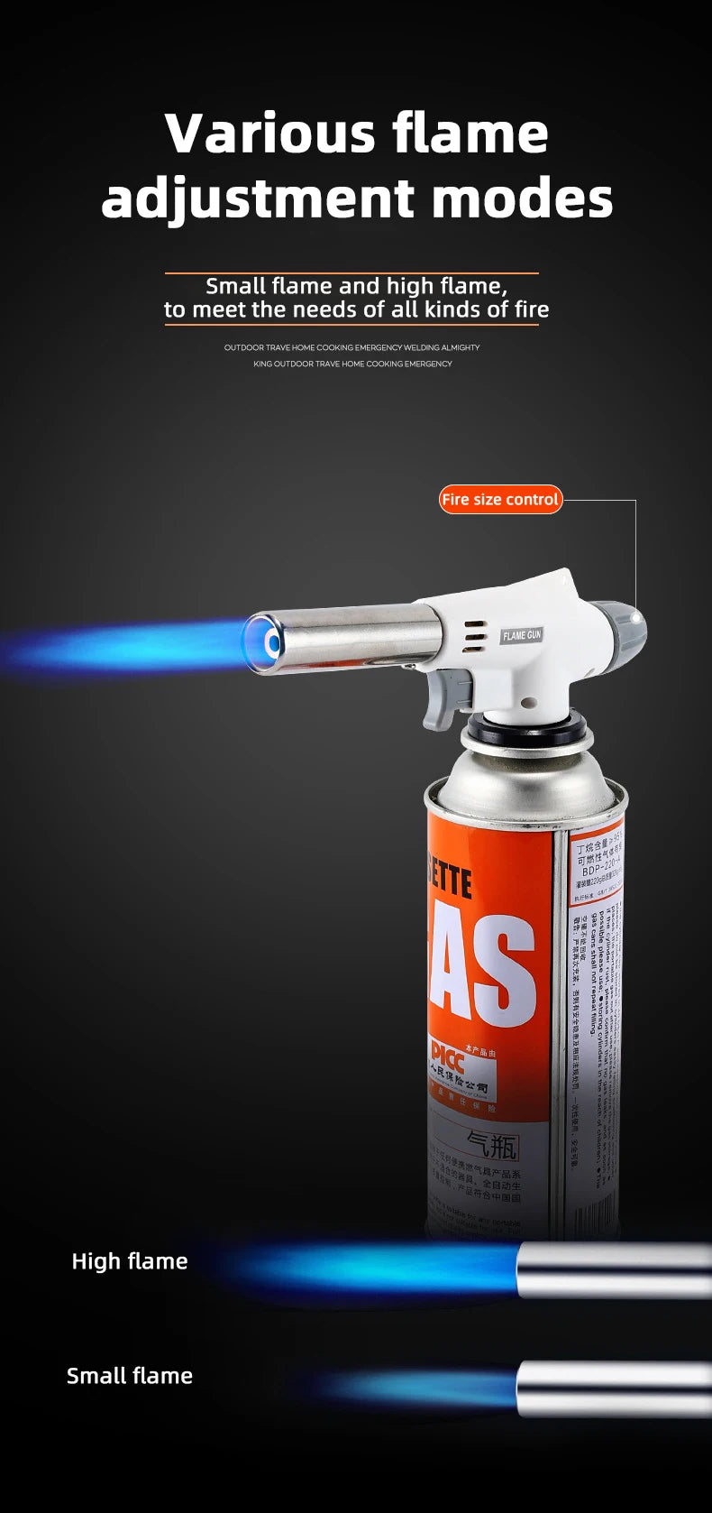 Auto-Ignition Butane Torch — Portable Flame Gun for BBQ, Camping & Welding