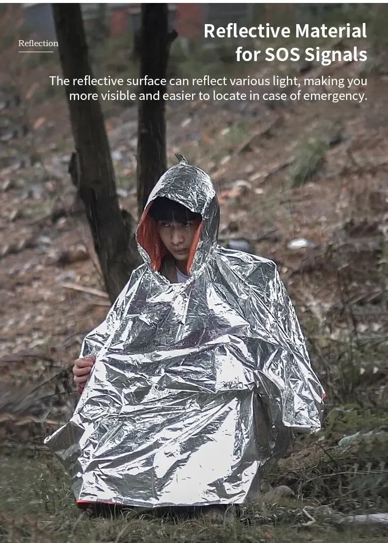 2-in-1 Emergency Rain Poncho & Survival Blanket
