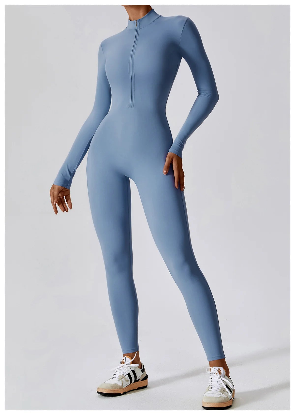 Women's Zipper Athletic Jumpsuit – Breathable Gym & Yoga Tracksuit