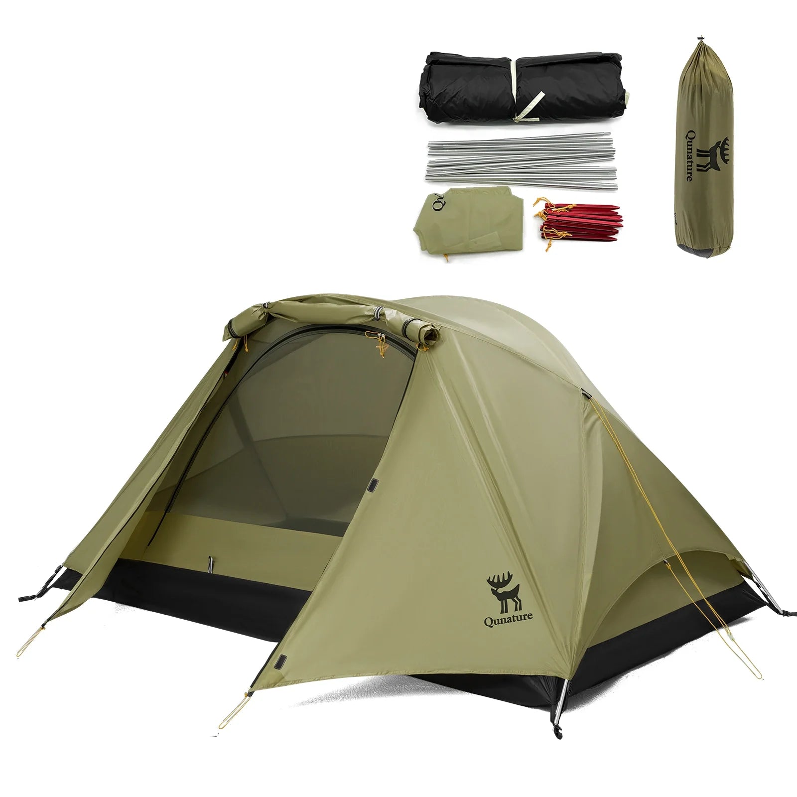 2-Person Lightweight Camping Tent – Rainproof with Aluminum Poles & Easy Setup