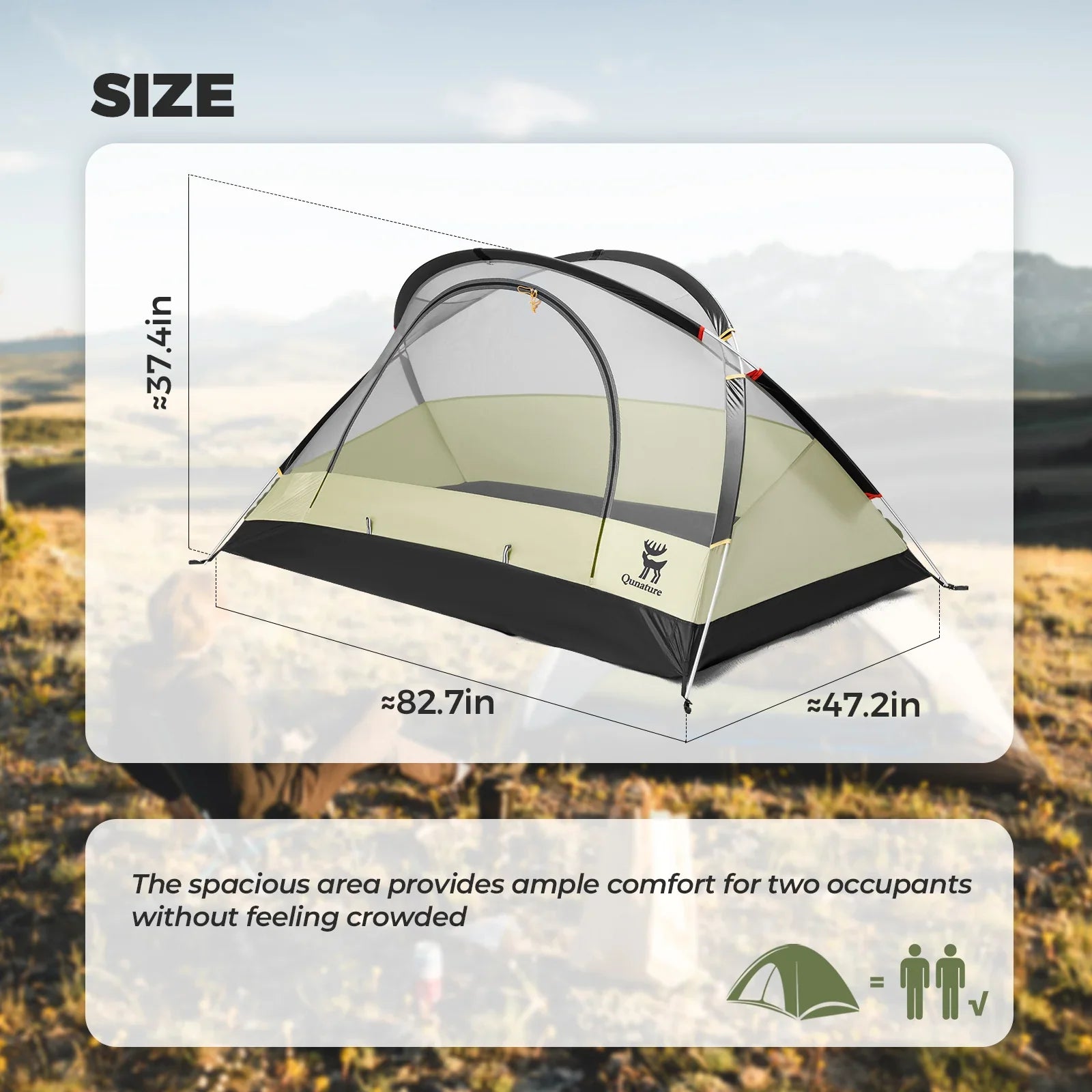 2-Person Lightweight Camping Tent – Rainproof with Aluminum Poles & Easy Setup