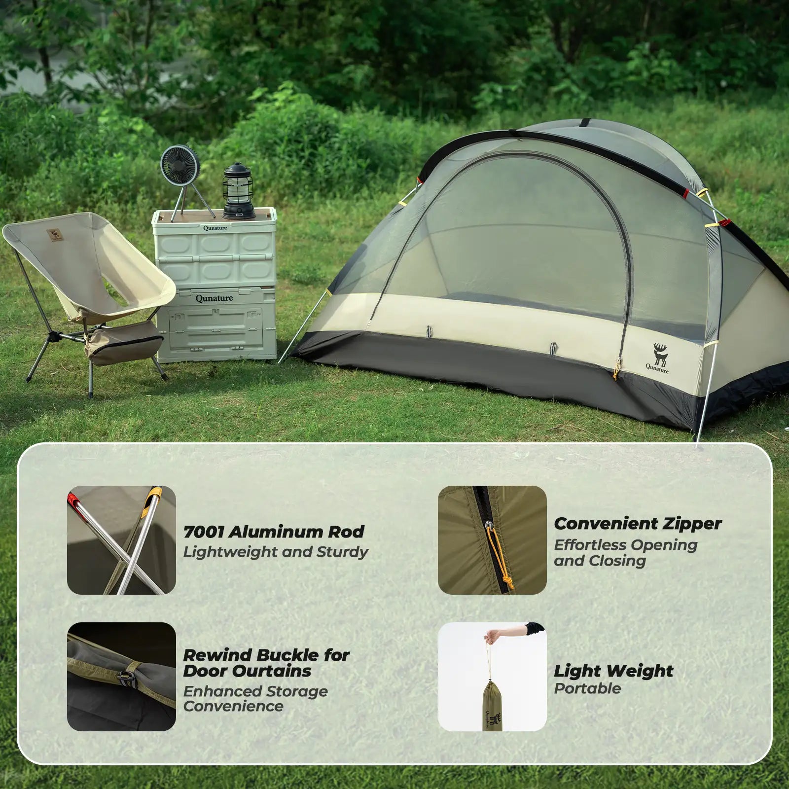 2-Person Lightweight Camping Tent – Rainproof with Aluminum Poles & Easy Setup